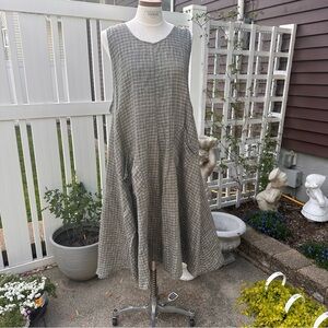 Flax Gray Plaid Sleeveless Dress